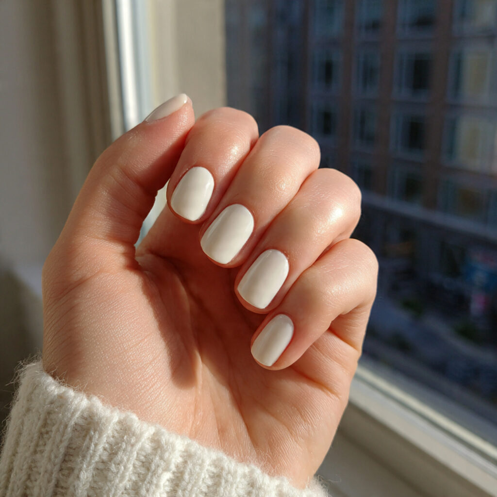 short ivory or creamy white nails soft