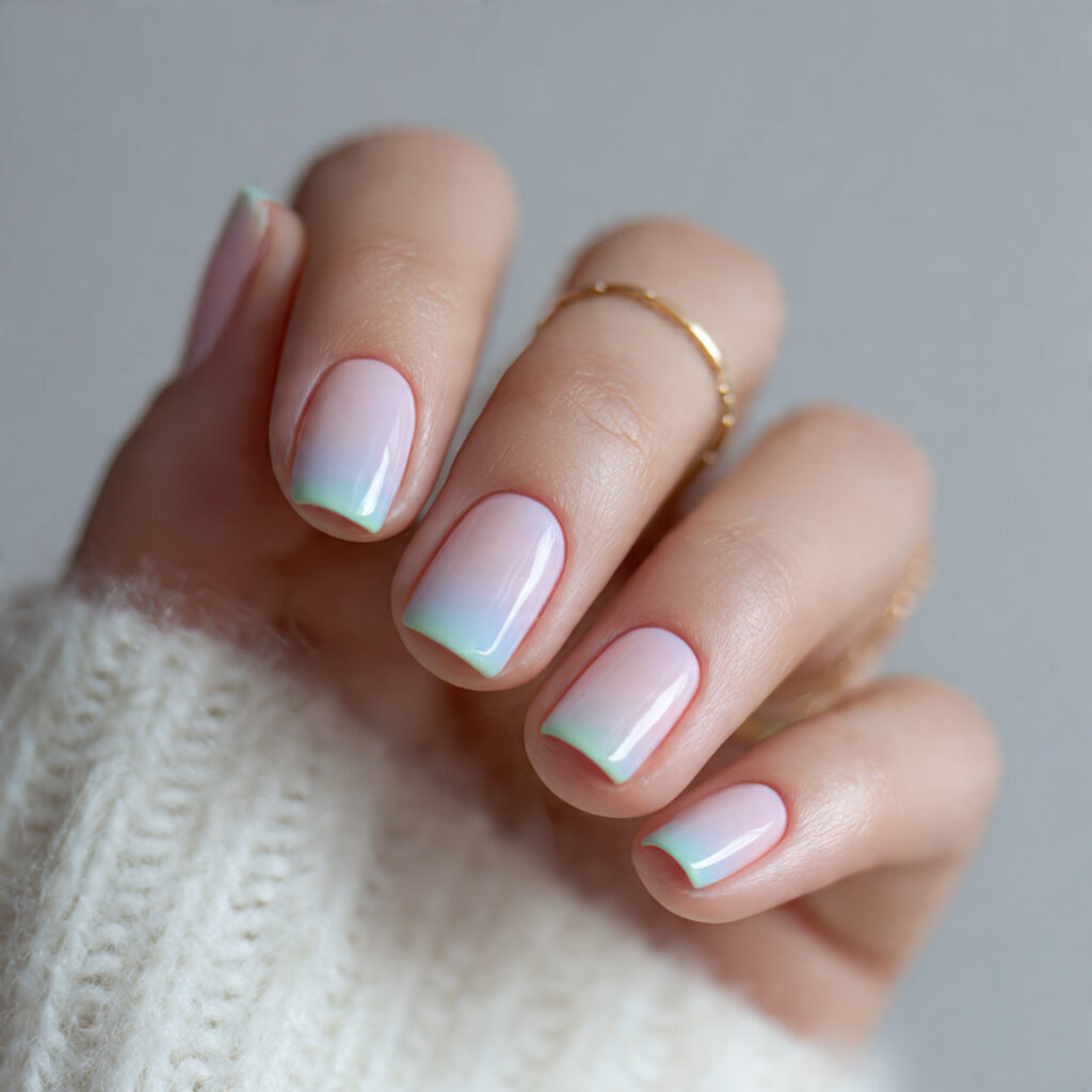 23 Soft Girl Nails That Feel Feminine, Aesthetic, and Trendy 15 short milky white nails with pastel gradient