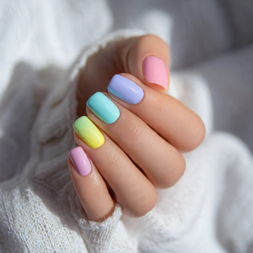 23 Soft Girl Nails That Feel Feminine, Aesthetic, and Trendy 13 short nails each nail painted a different