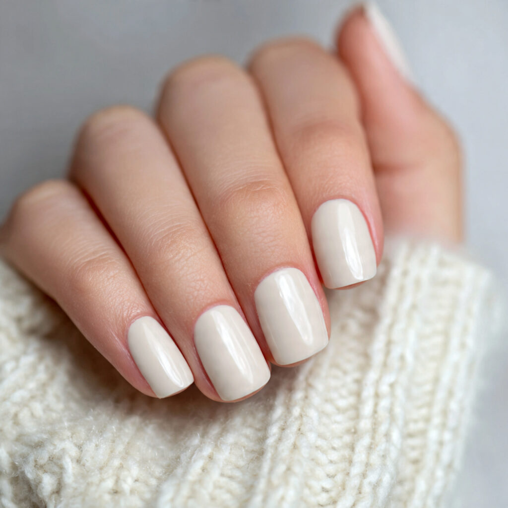 28 Classy Spring Nail Designs for Short & Trendy Nails 16 short nails painted in creamy ivory soft