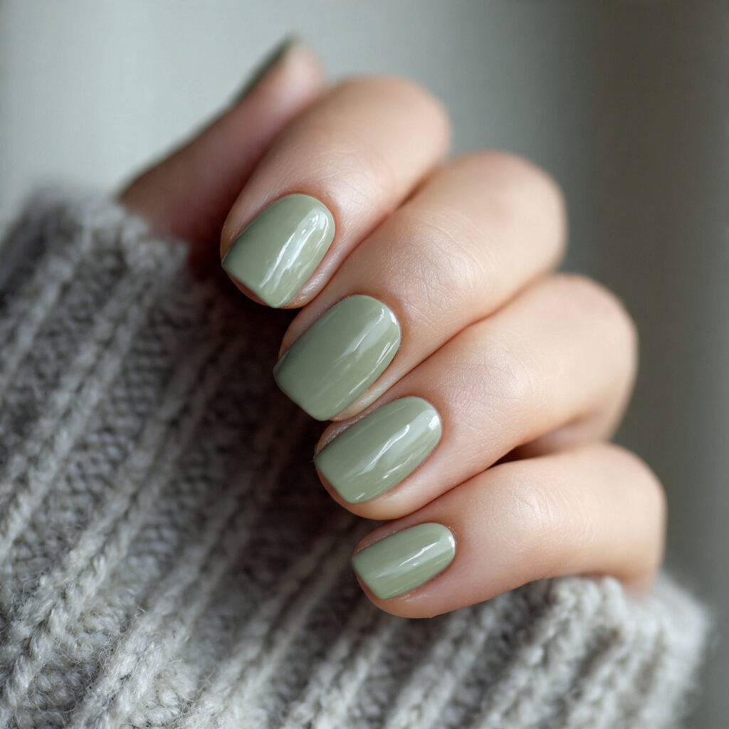 28 Classy Spring Nail Designs for Short & Trendy Nails 12 short nails painted in muted sage green