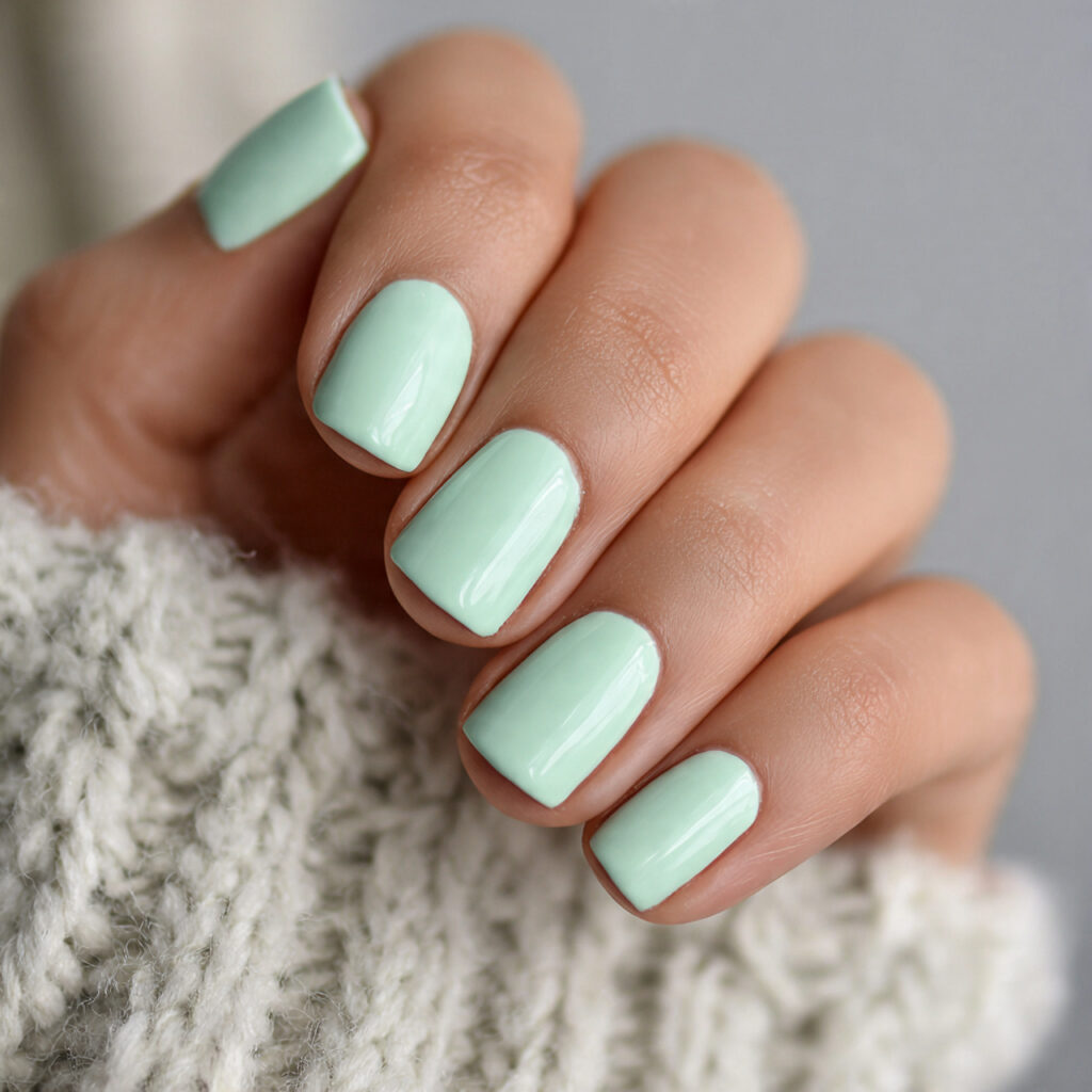 28 Classy Spring Nail Designs for Short & Trendy Nails 4 short nails painted in pale mint green