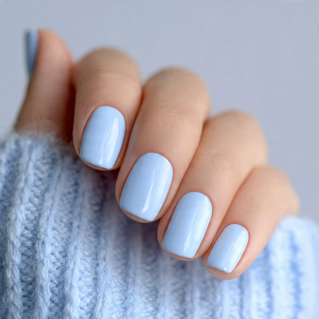 28 Classy Spring Nail Designs for Short & Trendy Nails 9 short nails painted in soft baby blue
