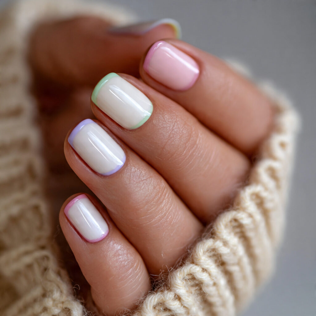 28 Classy Spring Nail Designs for Short & Trendy Nails 22 short nails with a white or cream 1