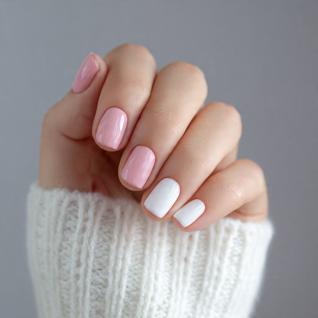 28 Classy Spring Nail Designs for Short & Trendy Nails 13 short nails with alternating soft pink and