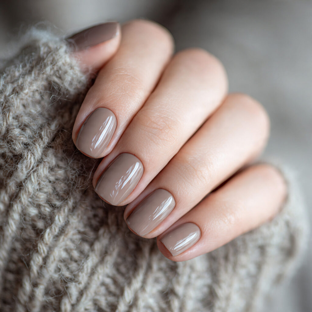 21 Quiet Luxury Nail Ideas That Look Minimal, Expensive, and Timeless 9 short round nails in a soft taupe