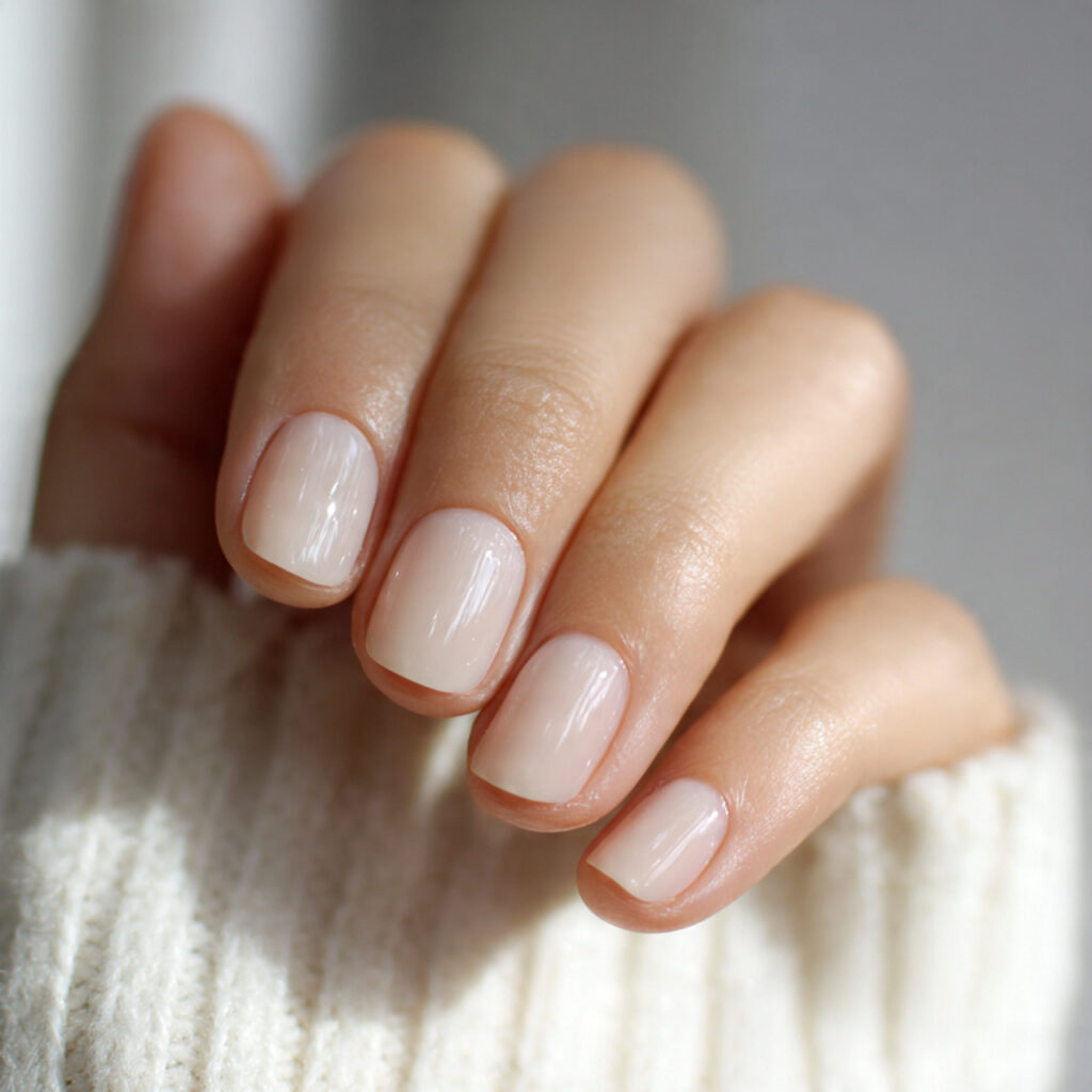 27 Everyday Short Nails That Are Clean, Minimal, and Stylish 24 short sheer ivory nails soft warm transparent