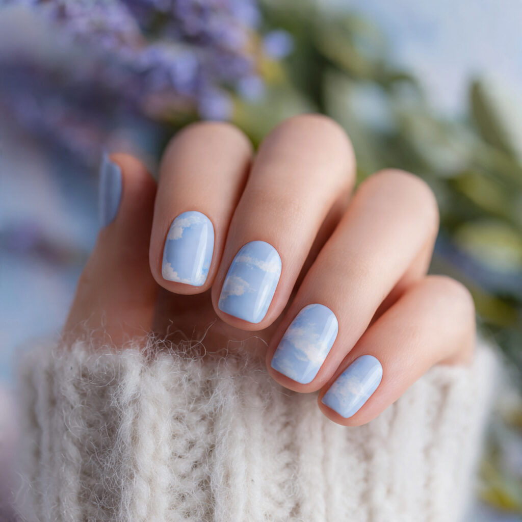 23 Soft Girl Nails That Feel Feminine, Aesthetic, and Trendy 2 soft baby blue short nails with delicate