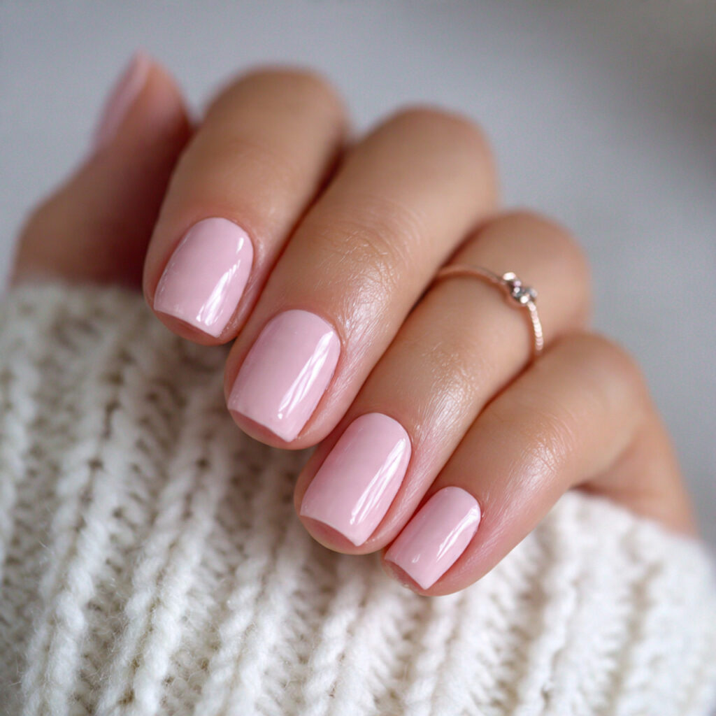 25 Office Nail Ideas That Look Professional, Clean, and Effortlessly Stylish 2 soft blush pink nails with a glossy