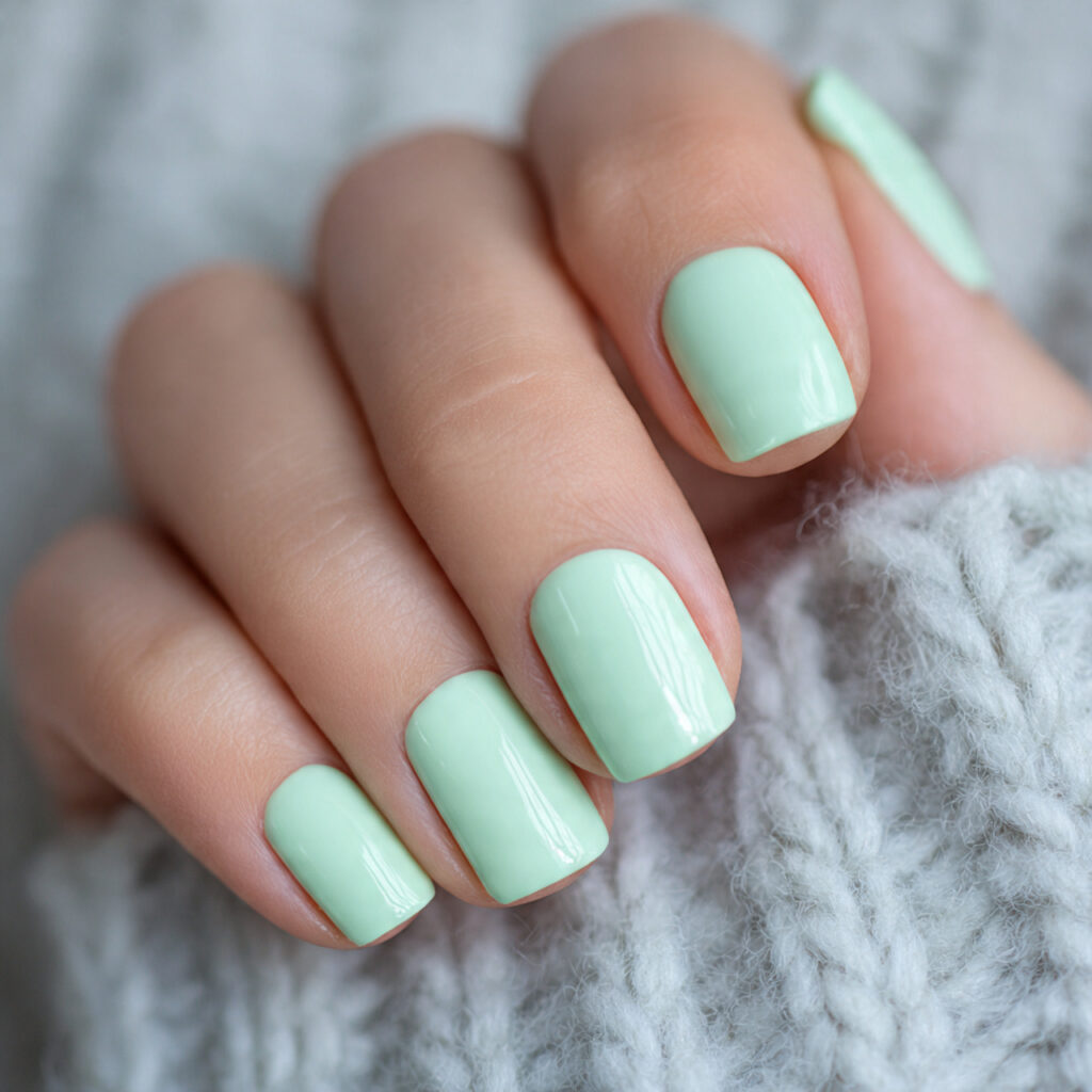 soft pastel mint green nail style for