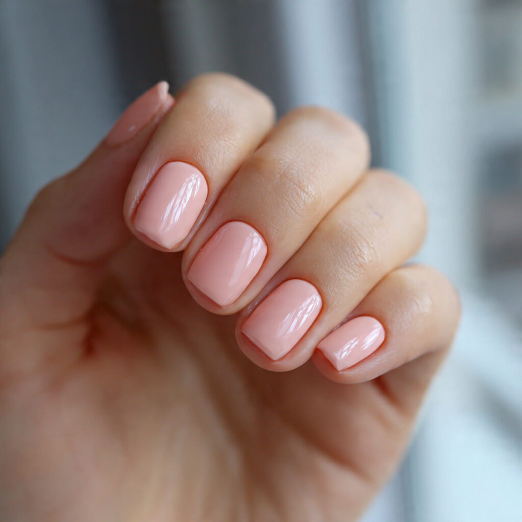 25 Office Nail Ideas That Look Professional, Clean, and Effortlessly Stylish 16 soft peachy pink nails with a glossy