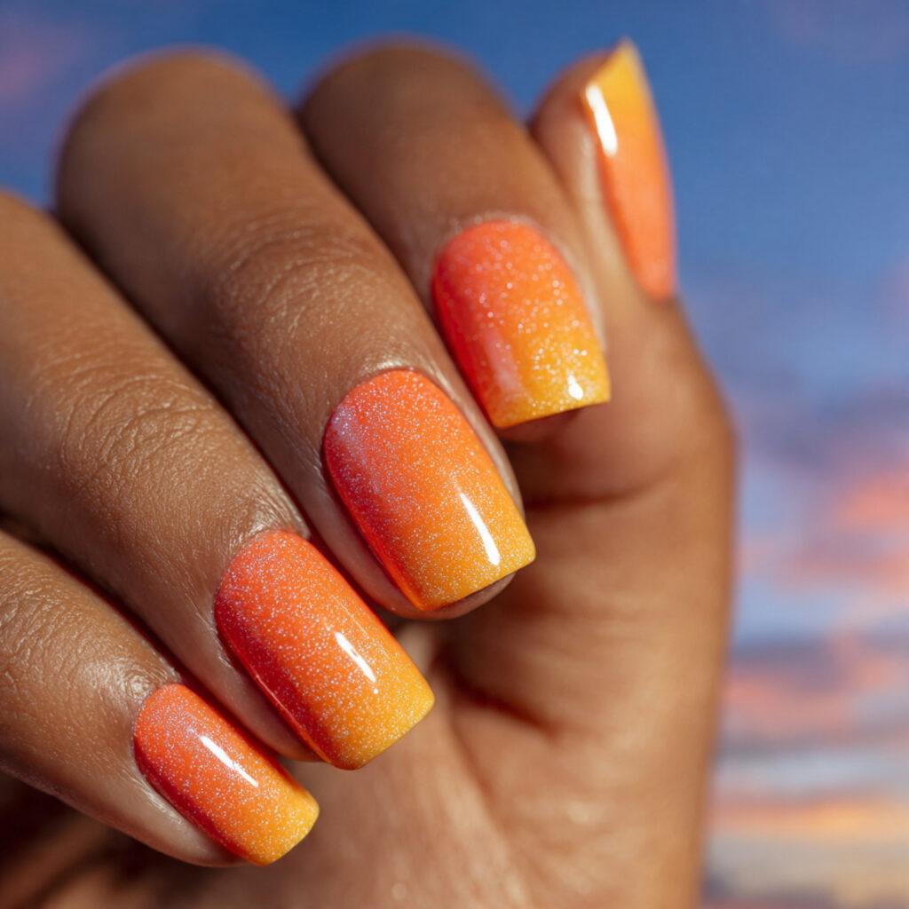 28 Sunset Ombre Nail Ideas That Blend Colors Beautifully Try This Look Today 3 Orange to Yellow