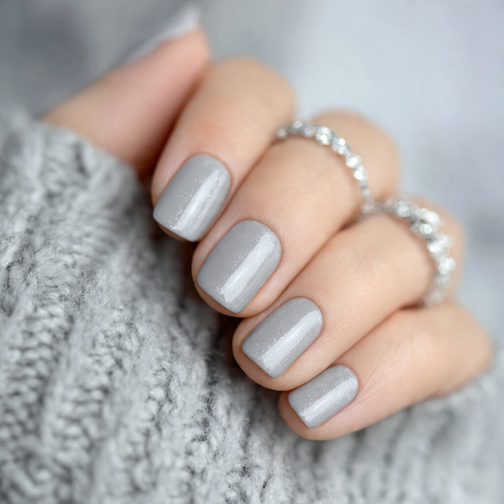 subtle gray nail design for teachers using