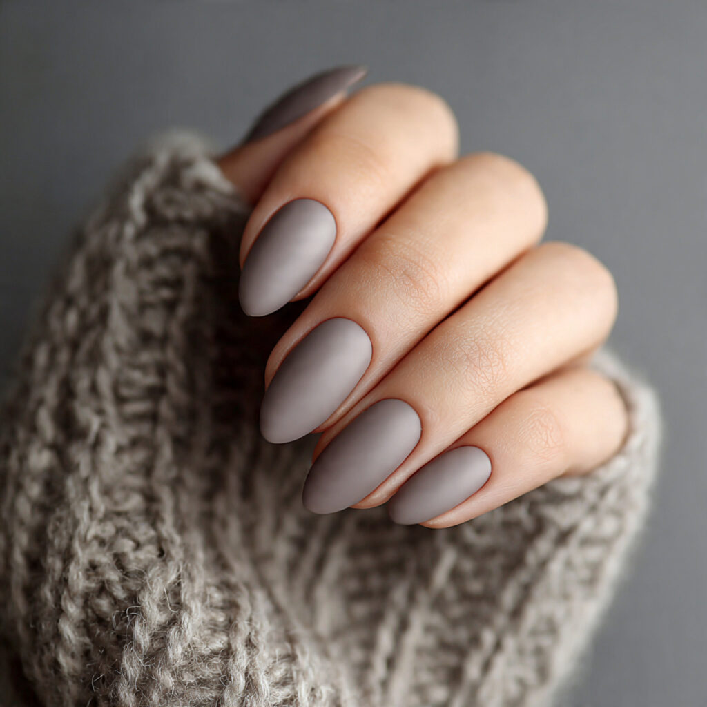 taupe colored nails with modern matte finish smoot