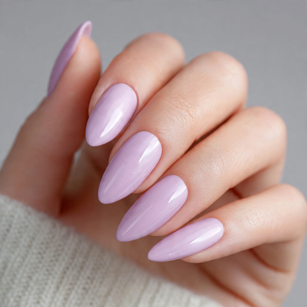 ultra sheer lavender nails with subtle purple tint