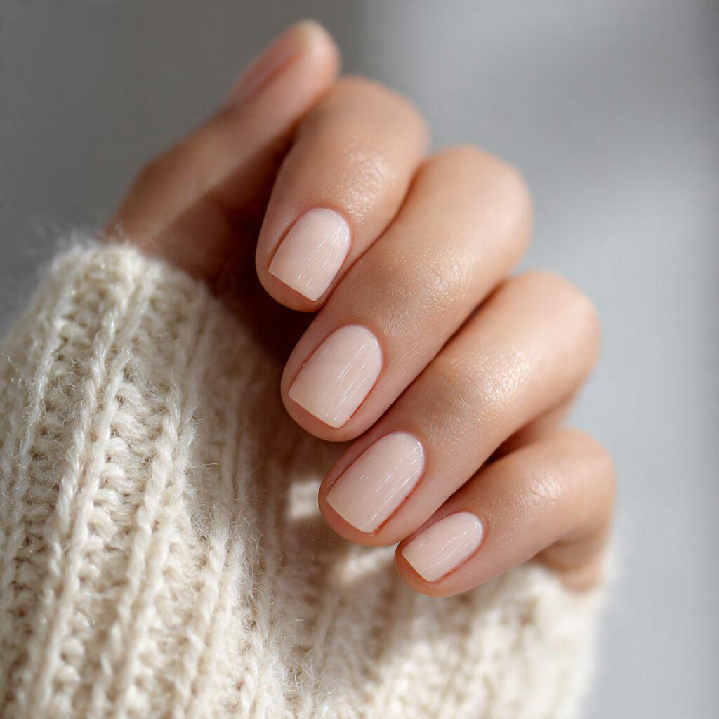 very light champagne wash over natural nails barel