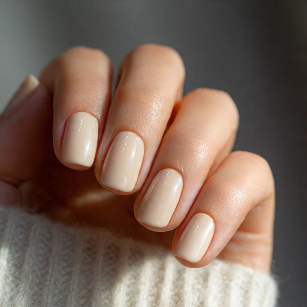 27 Everyday Short Nails That Are Clean, Minimal, and Stylish 18 warm vanilla short nails creamy soft neutral