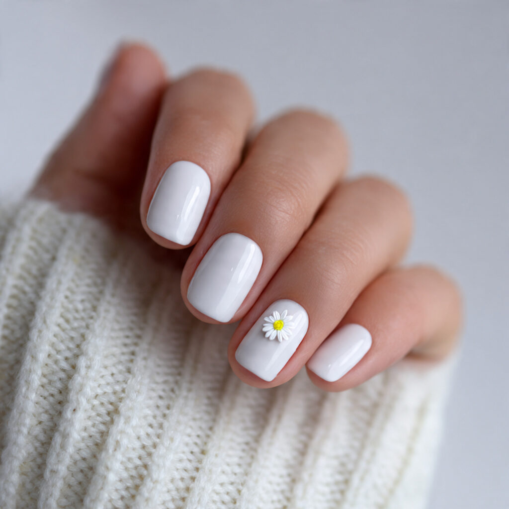 White with Single Daisy