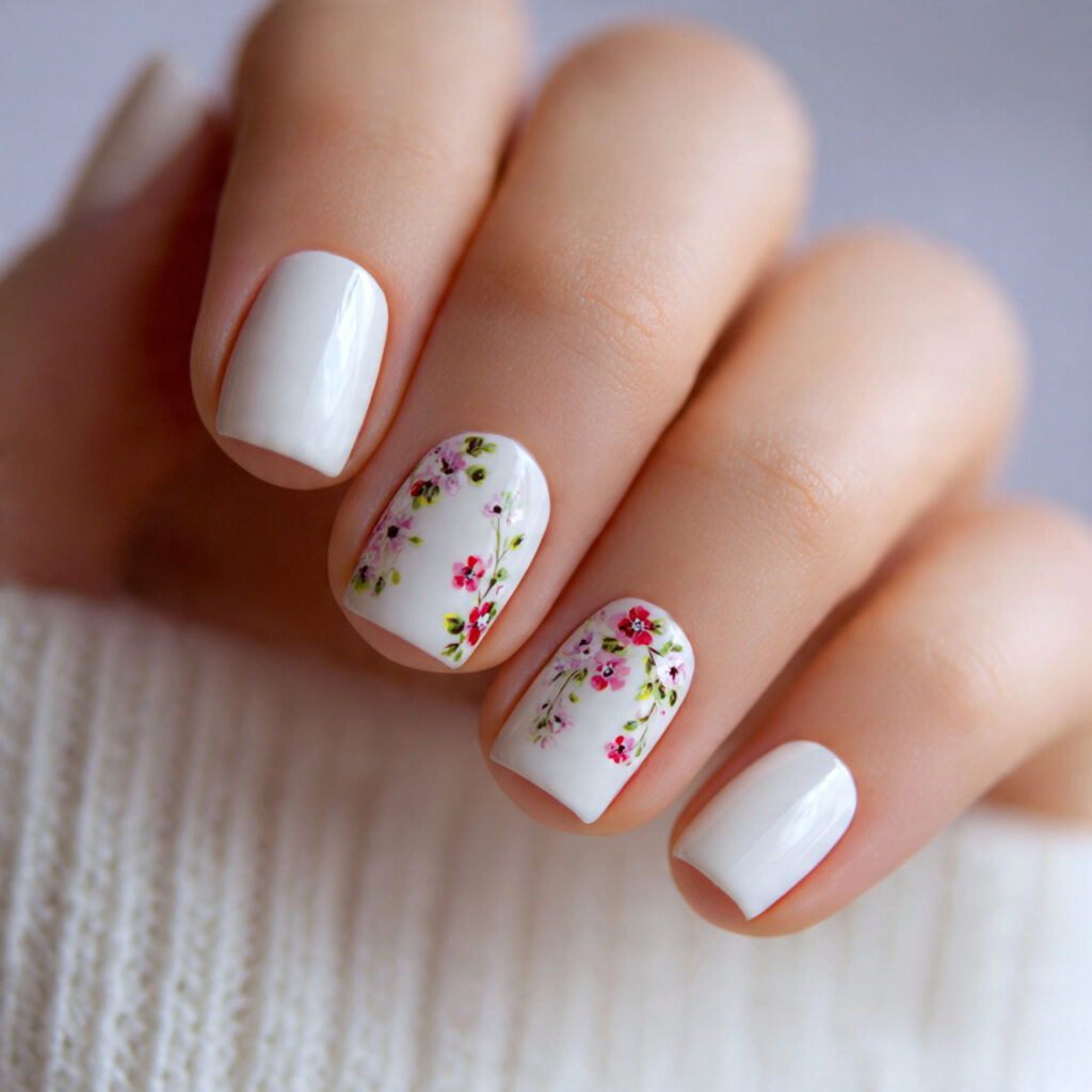 White with Tiny Florals