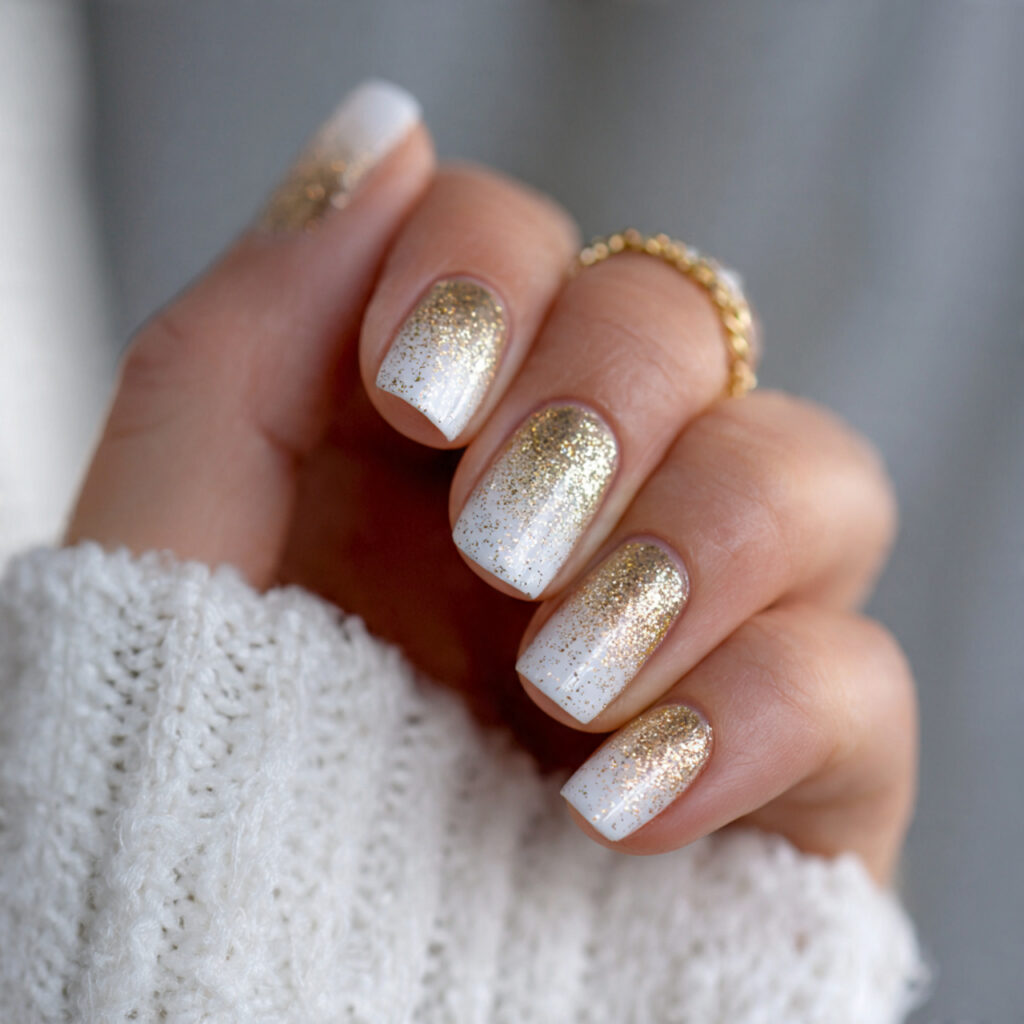 White to Gold Glitter
