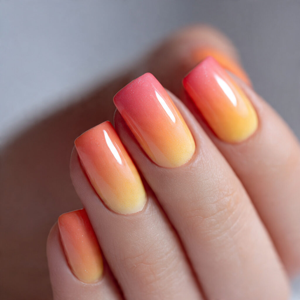 Sunset Ombre on One Nail